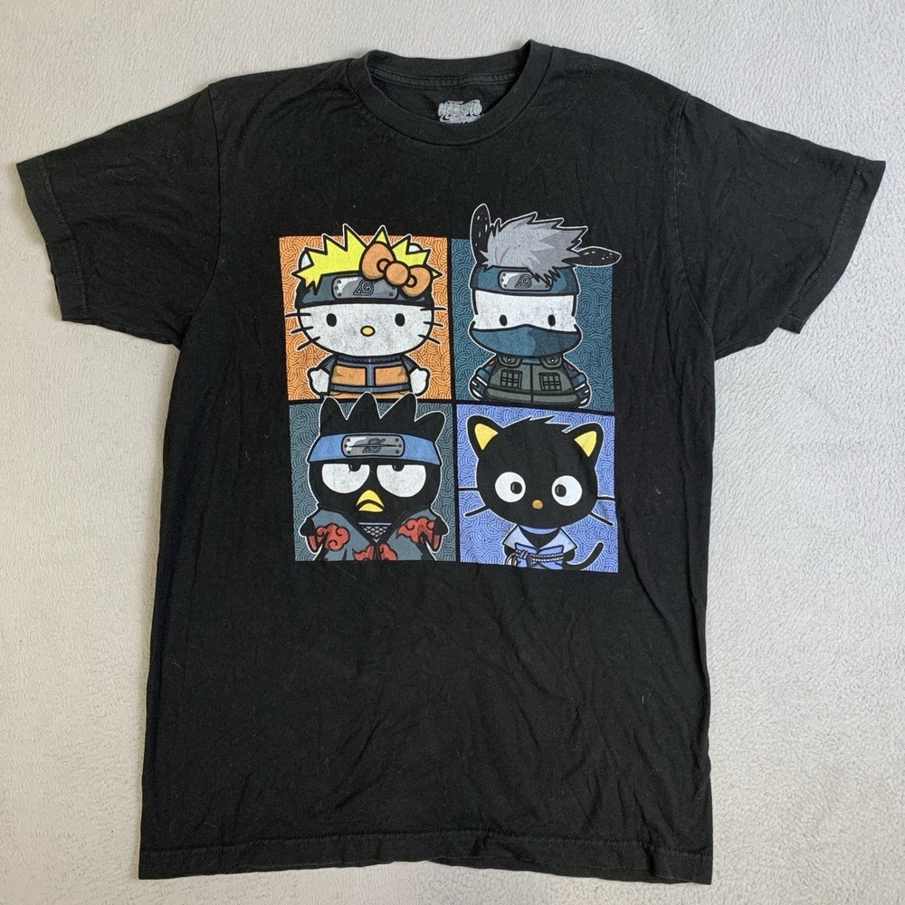 Naruto Shippuden T-Shirt Men's Size Medium Hello‎ Kitty & Friends Black Top